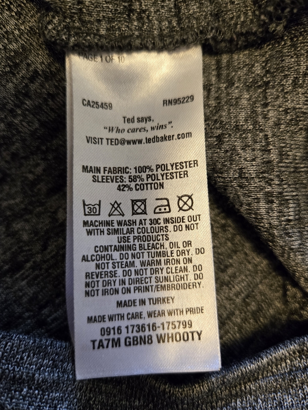 TED BAKER Men's Heather Gray Quilted Knit Whooty Jacket. Size 4. - Picture 14 of 14